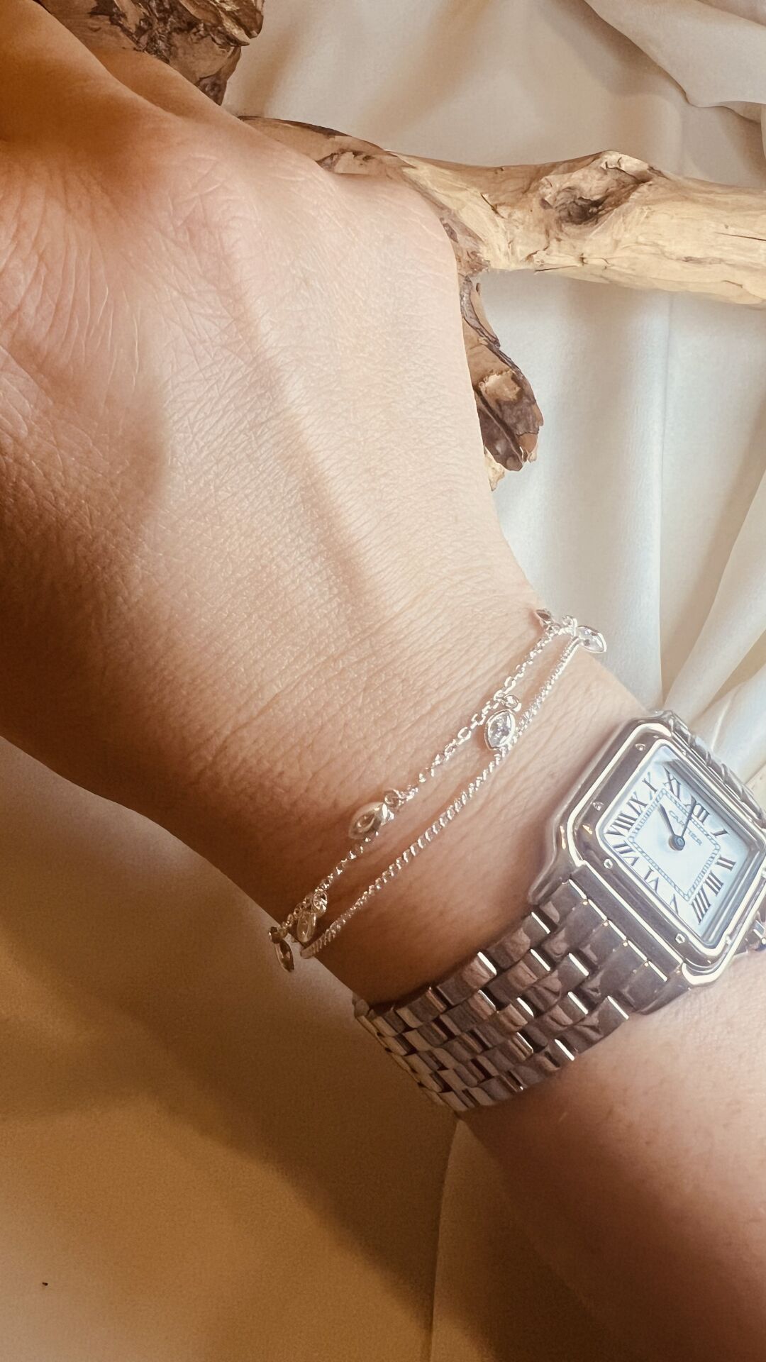Damla Taş Zincirli 925 Ayar Gümüş Bileklik