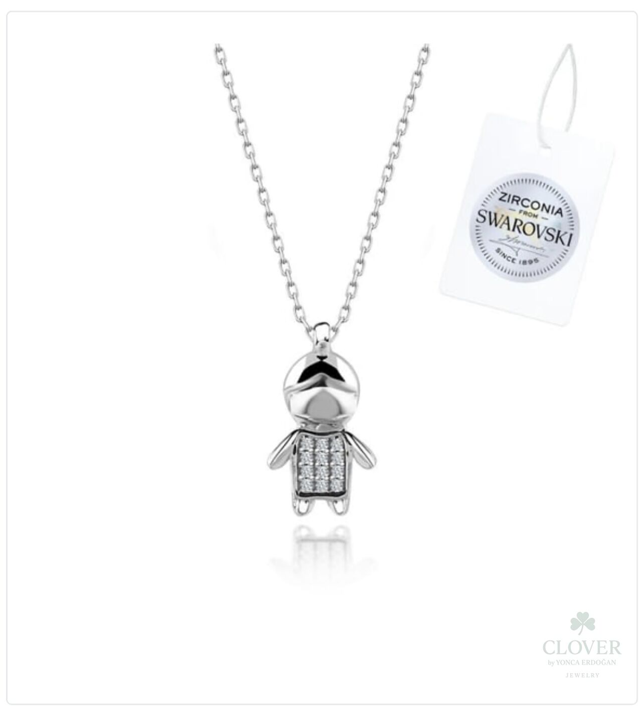 925 Ayar Gümüş Swarovski Zirconia Erkek Çocuk Kolye