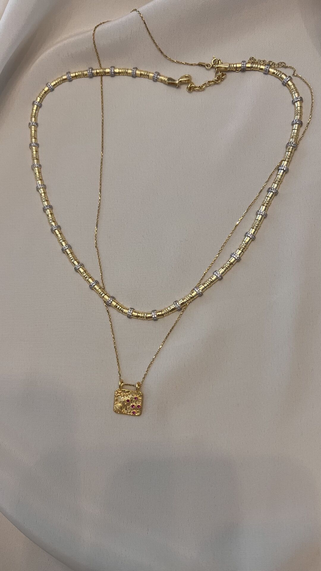 Galaxy Kırmızı Taşlı 925 Ayar Gümüş Kolye