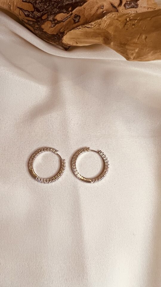 Büyük Boy Swarovski Taşlı Halka Gümüş Küpe