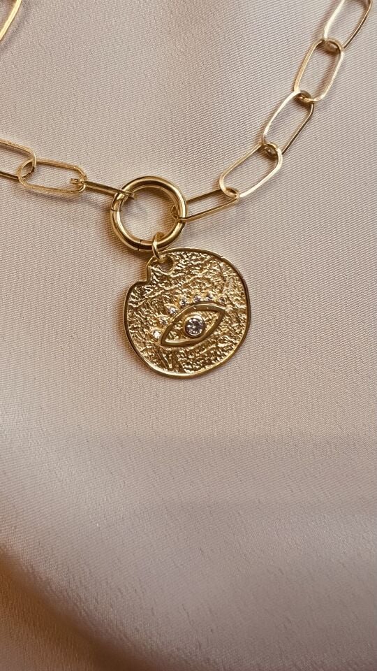 Taşlı Göz Kolye 925 Ayar Gümüş