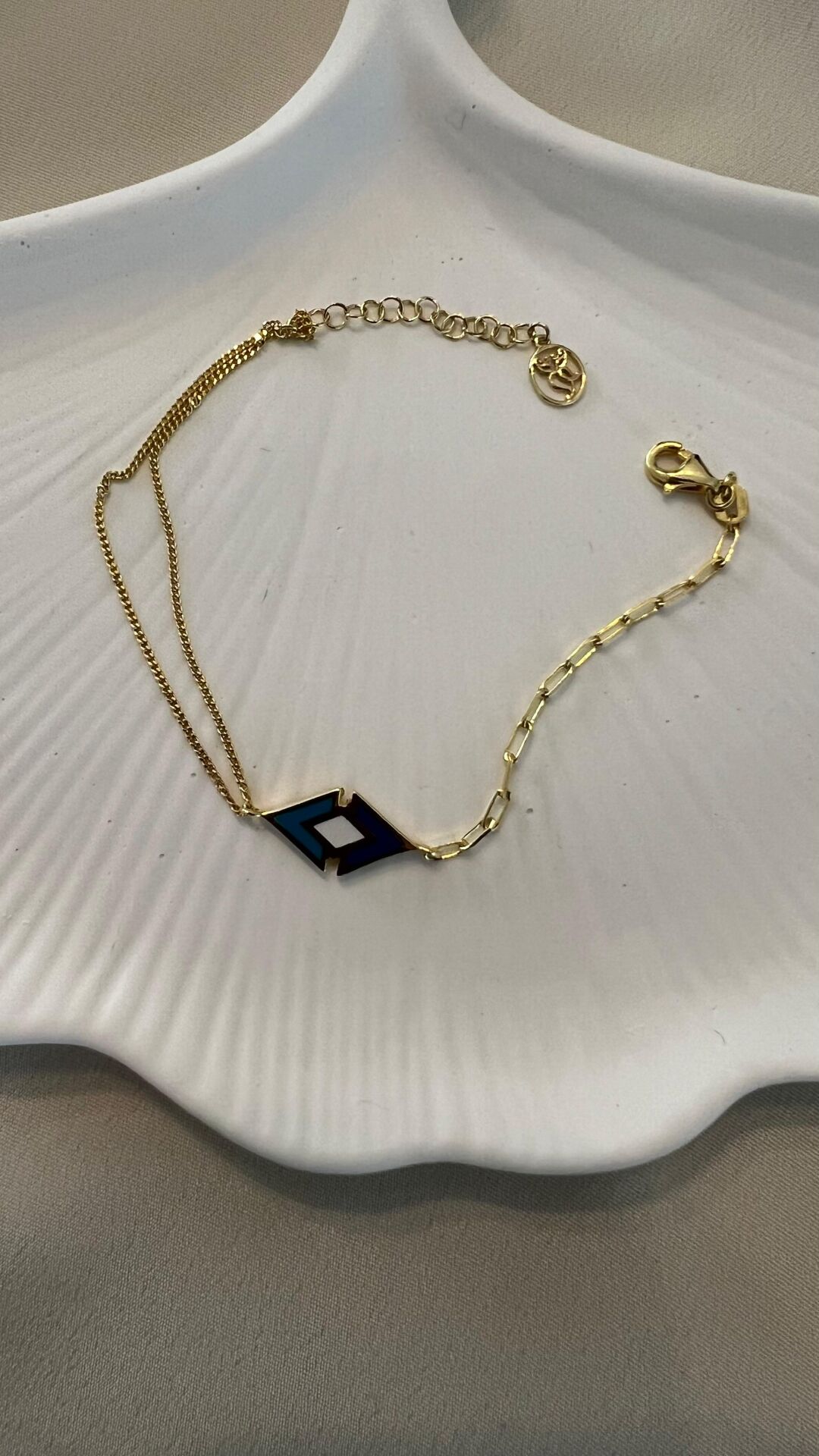 Mavi Mineli Gümüş Ok Bileklik