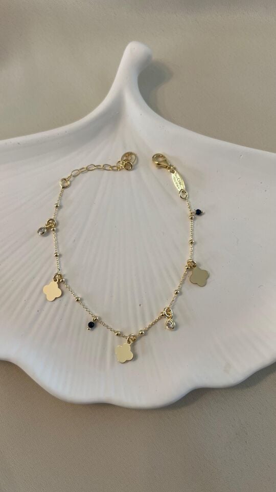 Yoncalı Gümüş Figür Bileklkik