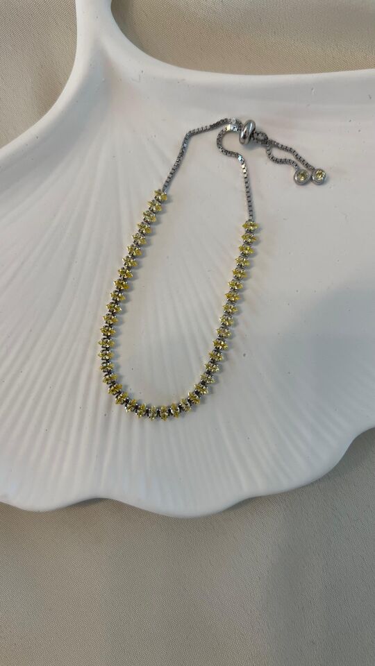 Sarı Markiz Kesim Sitrin Taşlı Asansör Bileklik