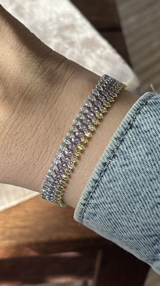 Lila Taşlı Markiz Kesim Su Yolu Bileklik