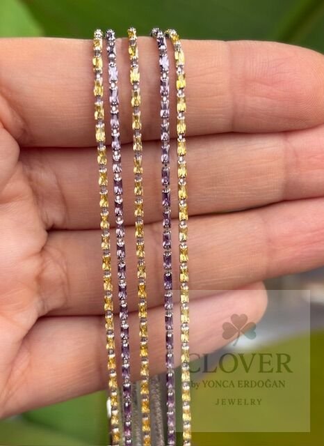 Lila Baget Taş Asansörlü Gümüş Bileklik