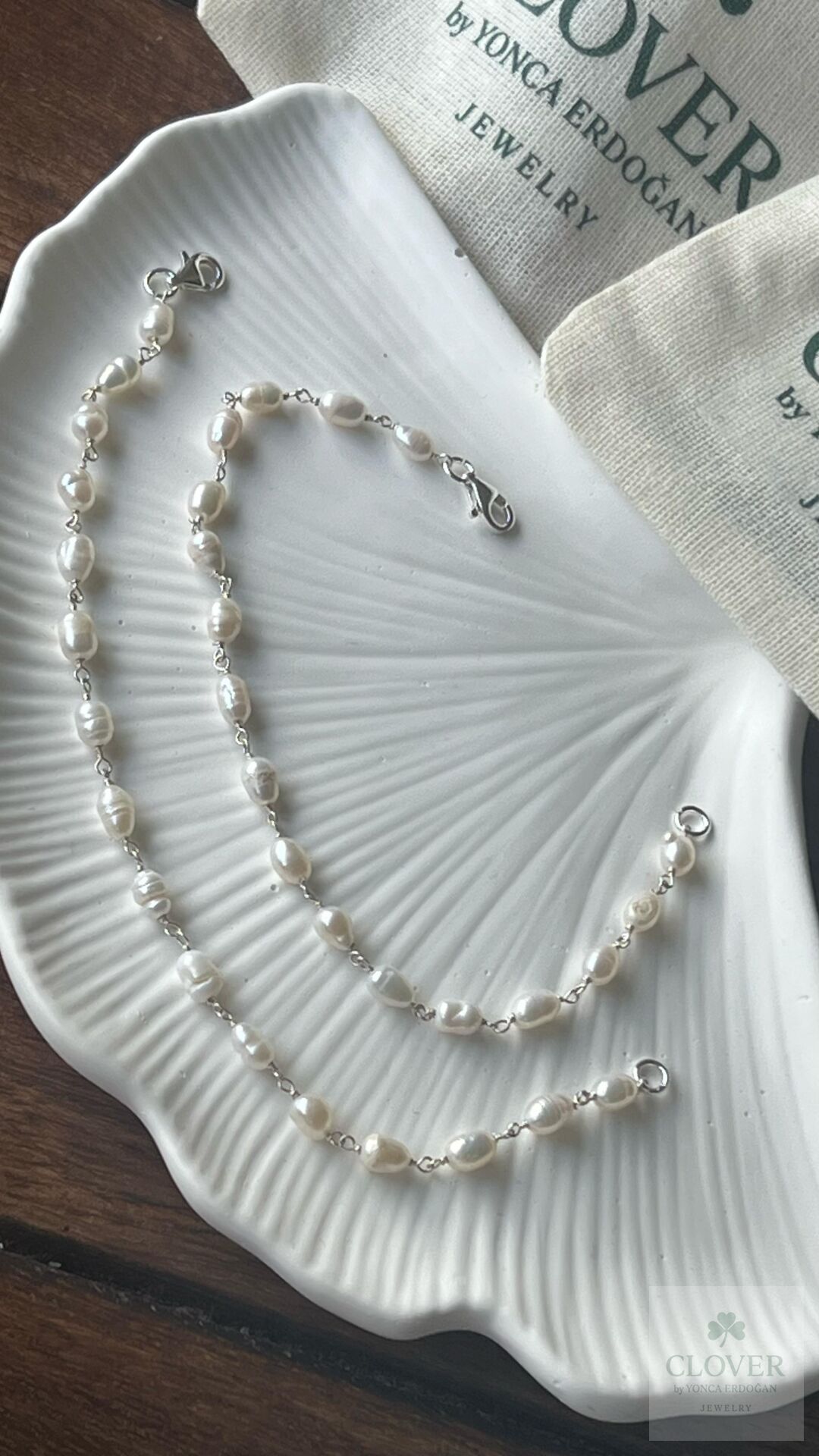 Gerçek İnci Dizimi Gümüş Bileklik