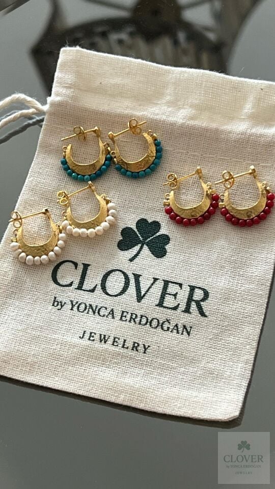 Firuze taşlı Halka Gümüş Küpe