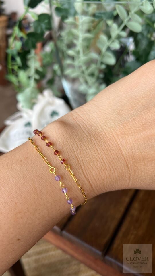 Akik Taş Gümüş Zincir Bileklik