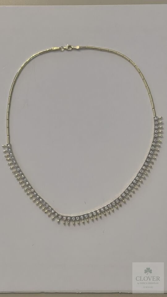925 Ayar Gümüş İthal ok Tasarım Taşlı Chocker