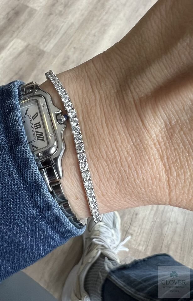 Mozanit 925 Ayar Gümüş Su Yolu Bileklik