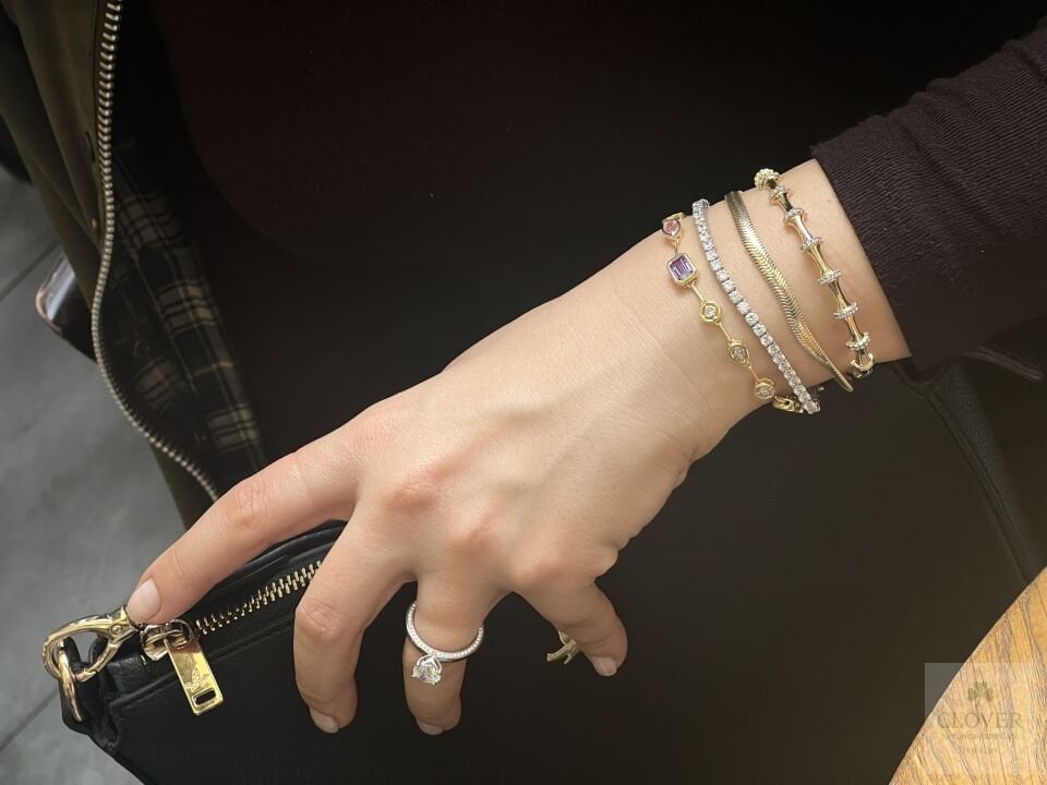 Mozanit 925 Ayar Gümüş Su Yolu Bileklik