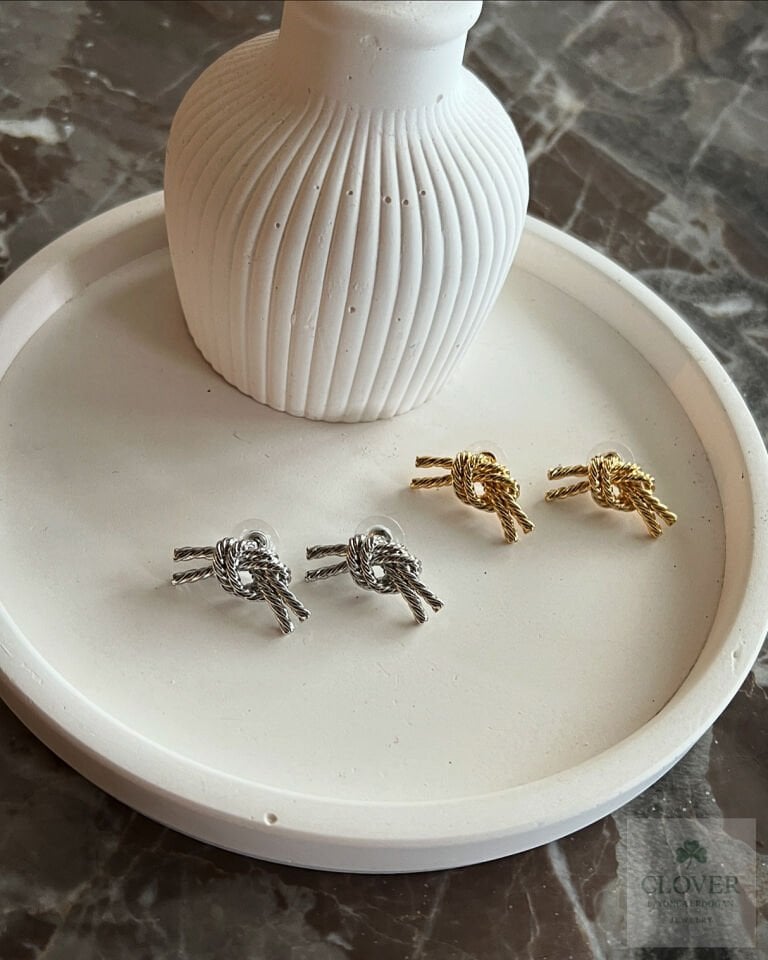 Bijüteri Gümüş Renk Düğüm Küpe