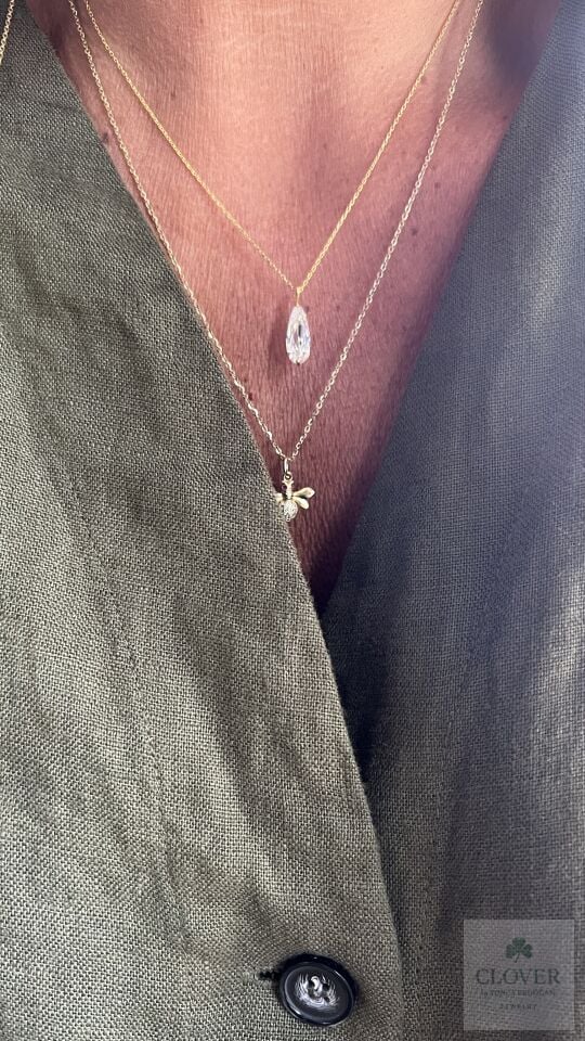 Sarı Damla Taş 925 Ayar Kolye