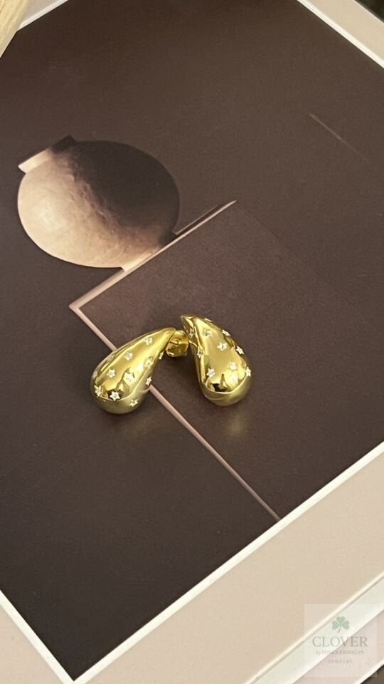 925 Ayar gümüş üzeri 14k altın kaplama küpe