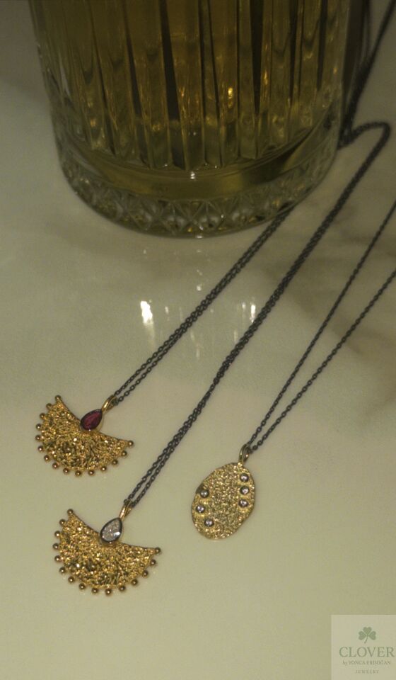 925 Ayar gümüş Zirkon Taş Yelpaze Kolye