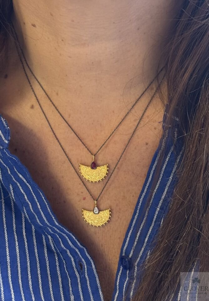 925 Ayar gümüş Zirkon Taş Yelpaze Kolye