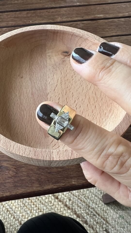 925 Ayar Gümüş üzeri Altın Kaplama Yüzük