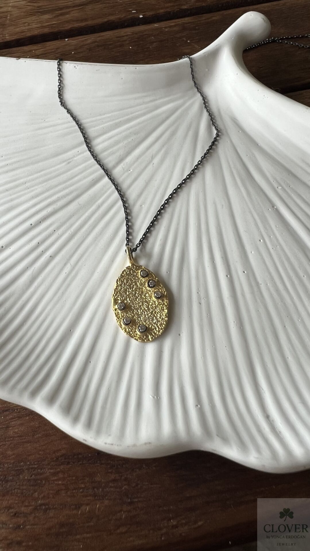 925 Ayar Gümüş Elips Plaka Kolye