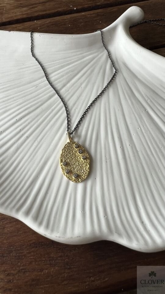 925 Ayar Gümüş Elips Plaka Kolye