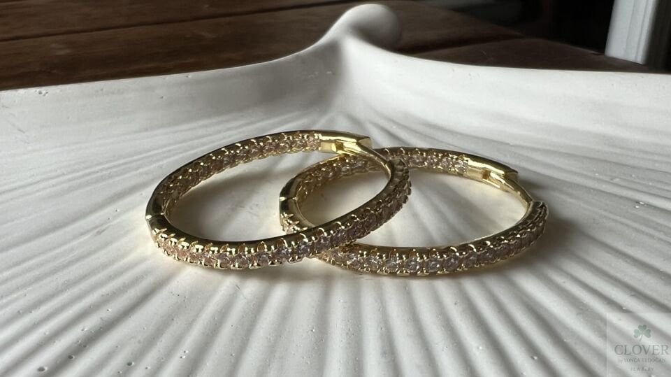 Bijüteri Taşlı Halka Küpe