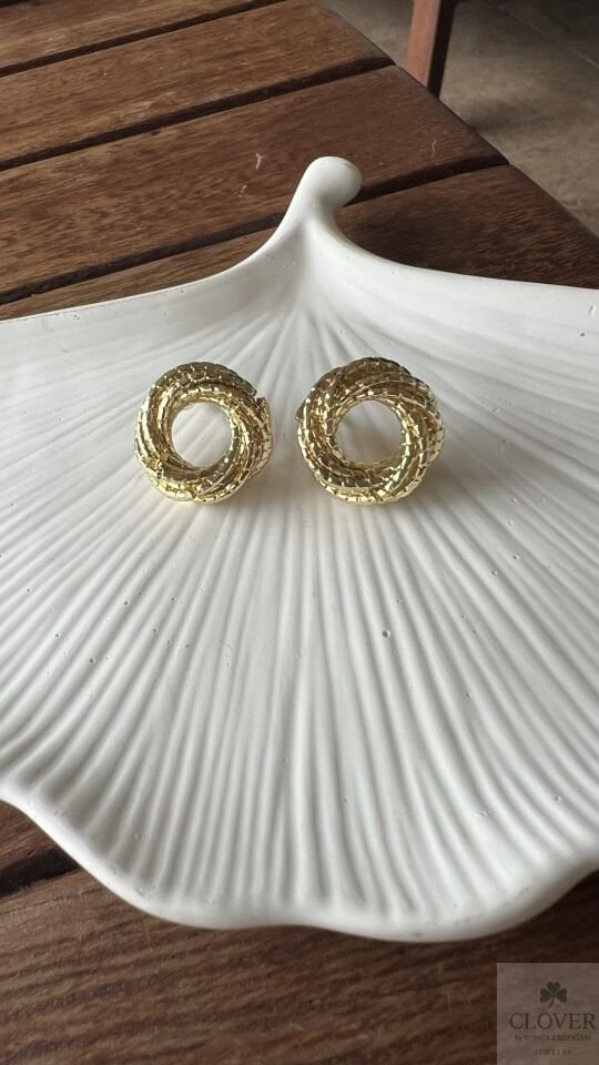 Bijüteri Yuvarlak Sarı halka küpe